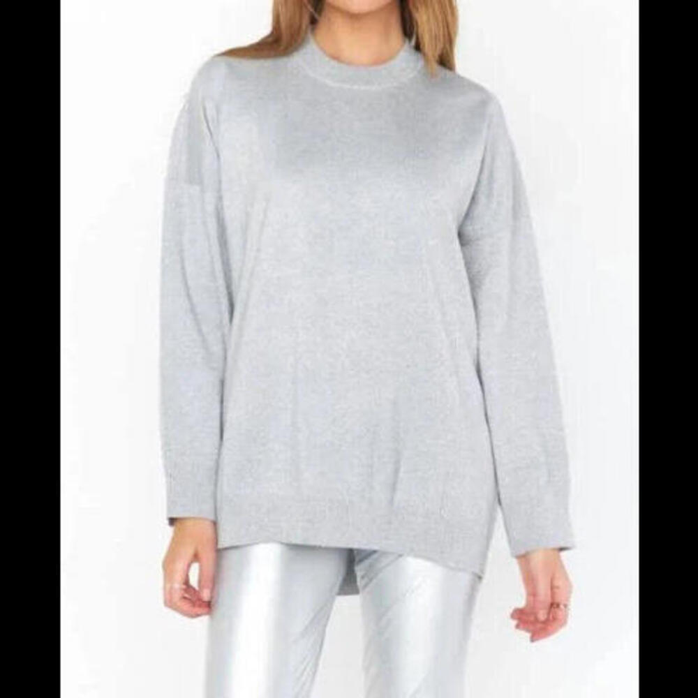 NWT Show Me Your Mumu Glitter Silver Sparkle Glitter Sweatshirt Blouse Sz M